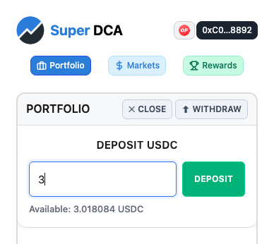 Wallet component showing the wrap interface with input field and Wrap button